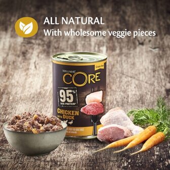 Wellness CORE 95%, kip met eend met wortelen - 400g