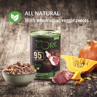 Wellness CORE 95%, lam met pompoen - 400g