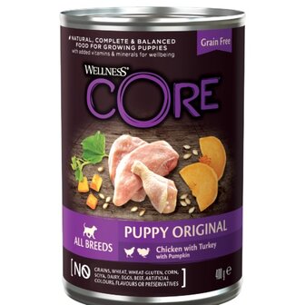 Wellness CORE Puppy Original, kip met kalkoen met pompoen - 400g