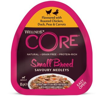 Wellness CORE Small Breed Savoury Medleys Flavoured with roasted Chicken, Duck, Peas &amp; Carrots - 85g